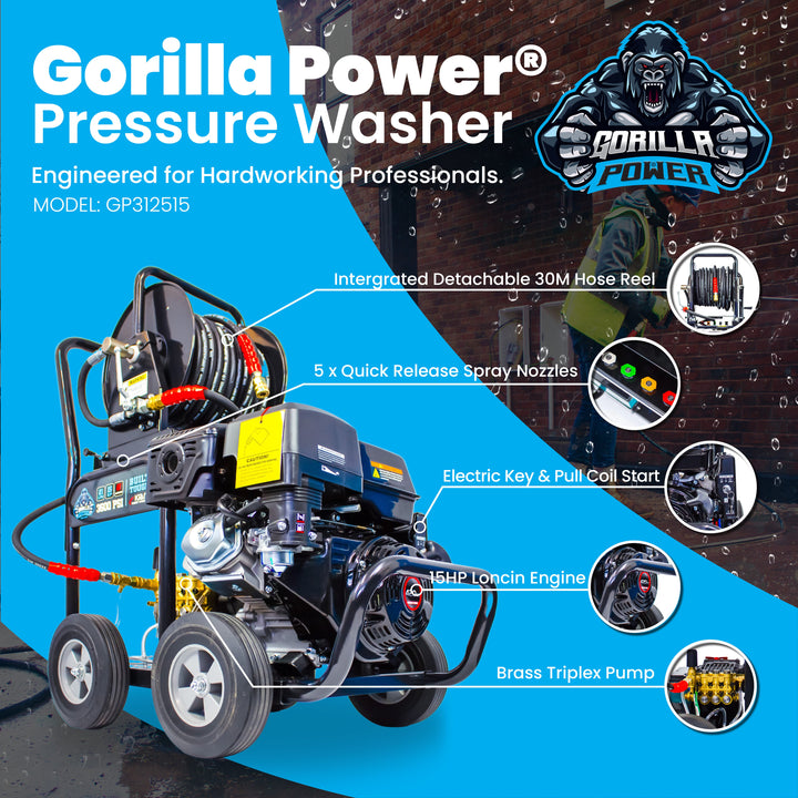 Kiam GORILLA POWER® 25LPM Drain Jetter 3100PSI 15HP Loncin