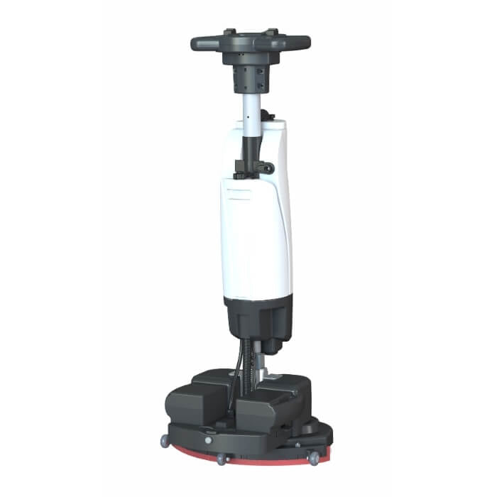 Back side view of white and grey scrubber dryer mop by brand Blancus, model Blancus 45