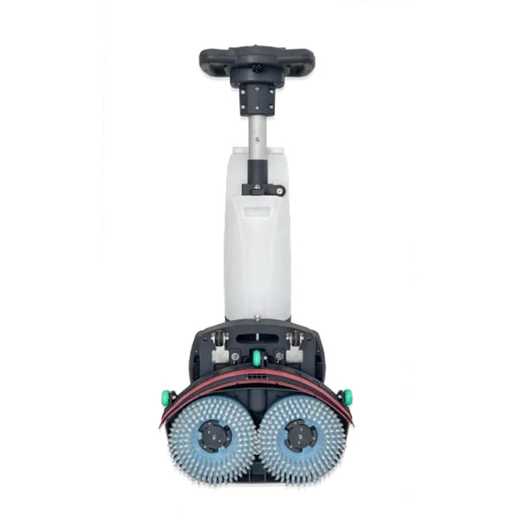 Under view of white and grey scrubber dryer mop by brand Blancus, model Blancus 45.