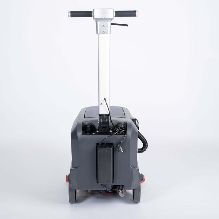 Back view of grey scrubber dryer walk behind by brand Blancus, model SC380B.