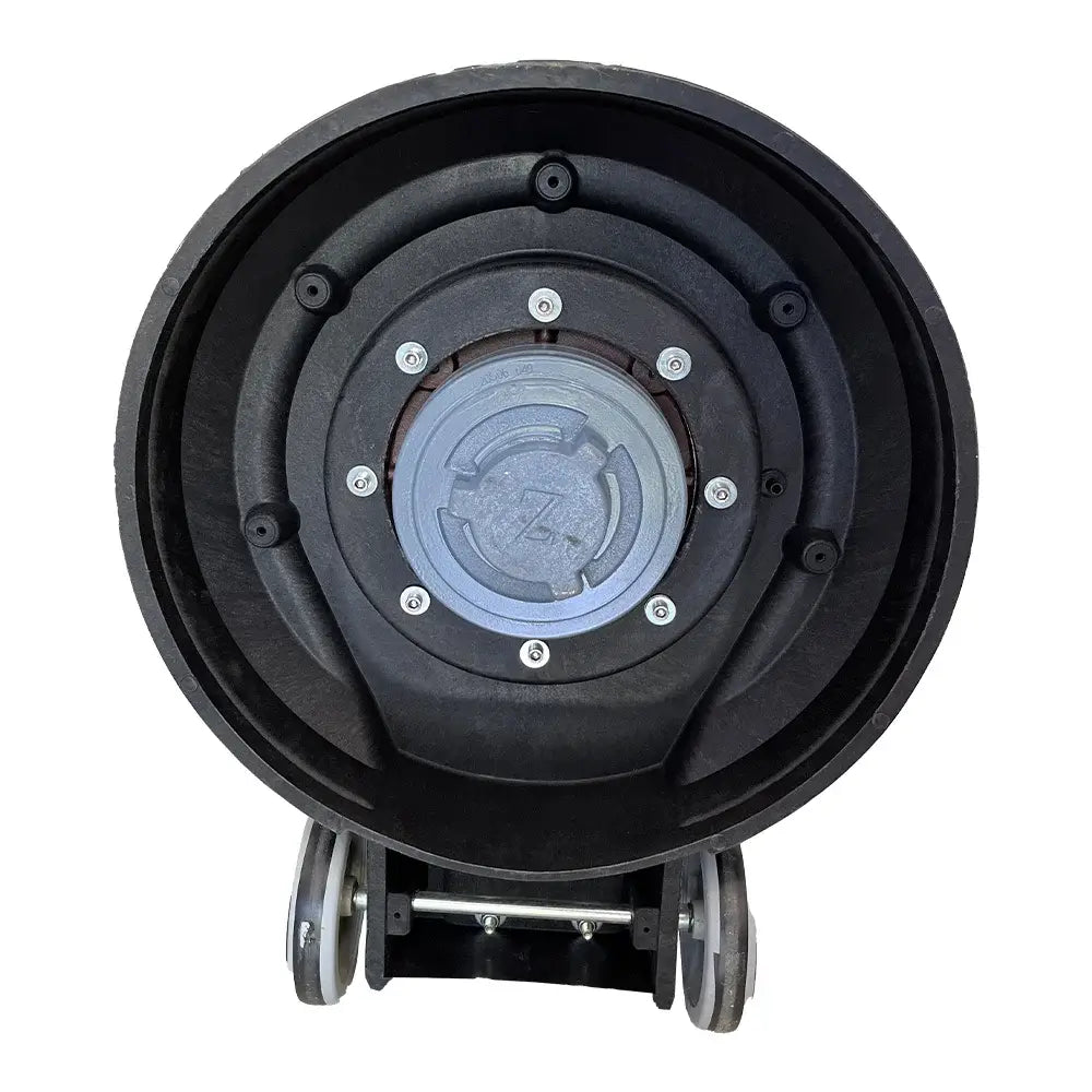Bottom view of white and black floor buffer polishing machine by brand Star, model C45.