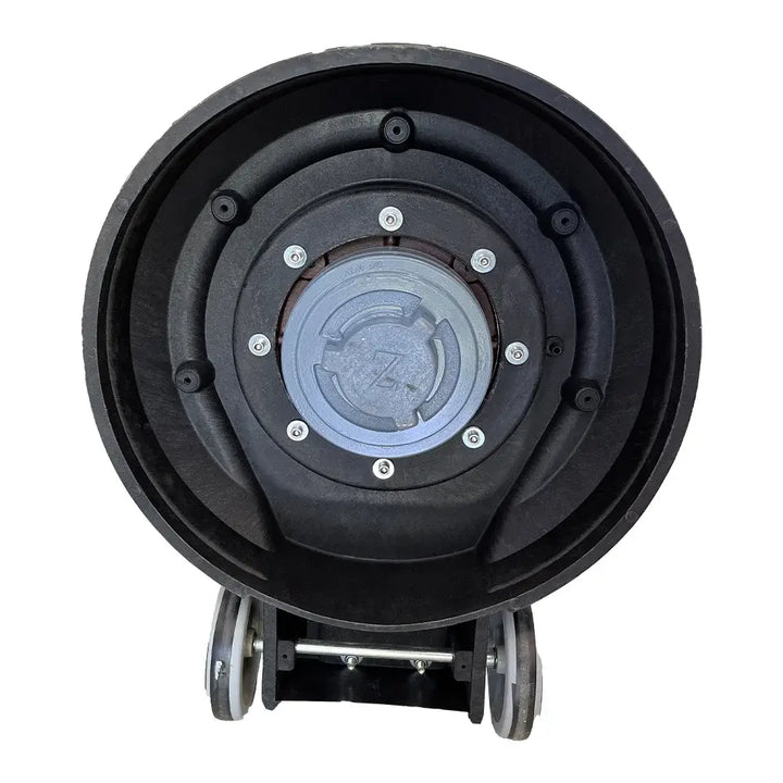 Bottom view of white and black floor buffer polishing machine by brand Star, model C45.