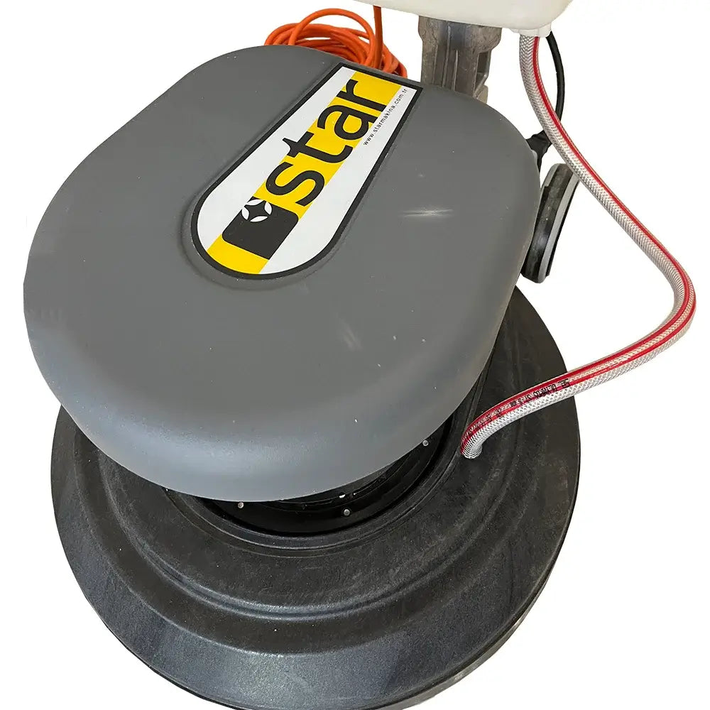 Scrubber shot belonging to a white and black floor buffer polishing machine by brand Star, model C45.