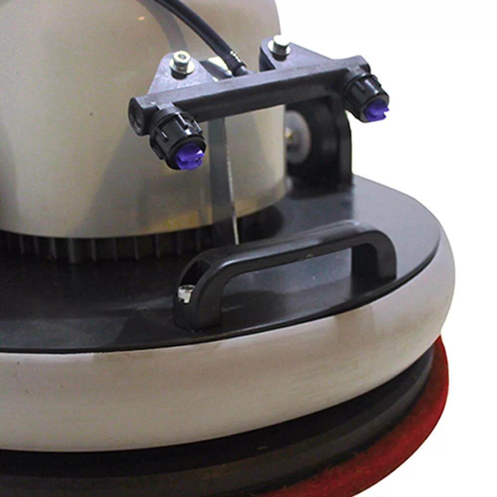 Close up of disc belonging to white and black floor buffer orbital machine by brand Star, model Matrix G4.