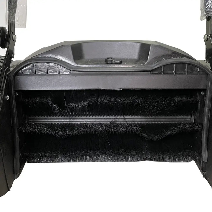 Black brush roll close up to a grey and black floor sweeper by brand Star, model 92-40.