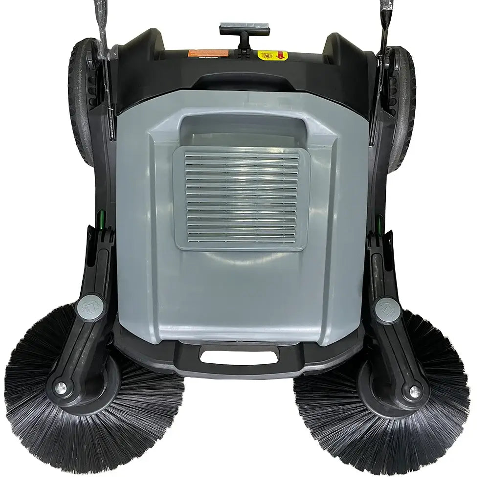 Top close up view of grey and black floor sweeper by brand Star, model 92-40.